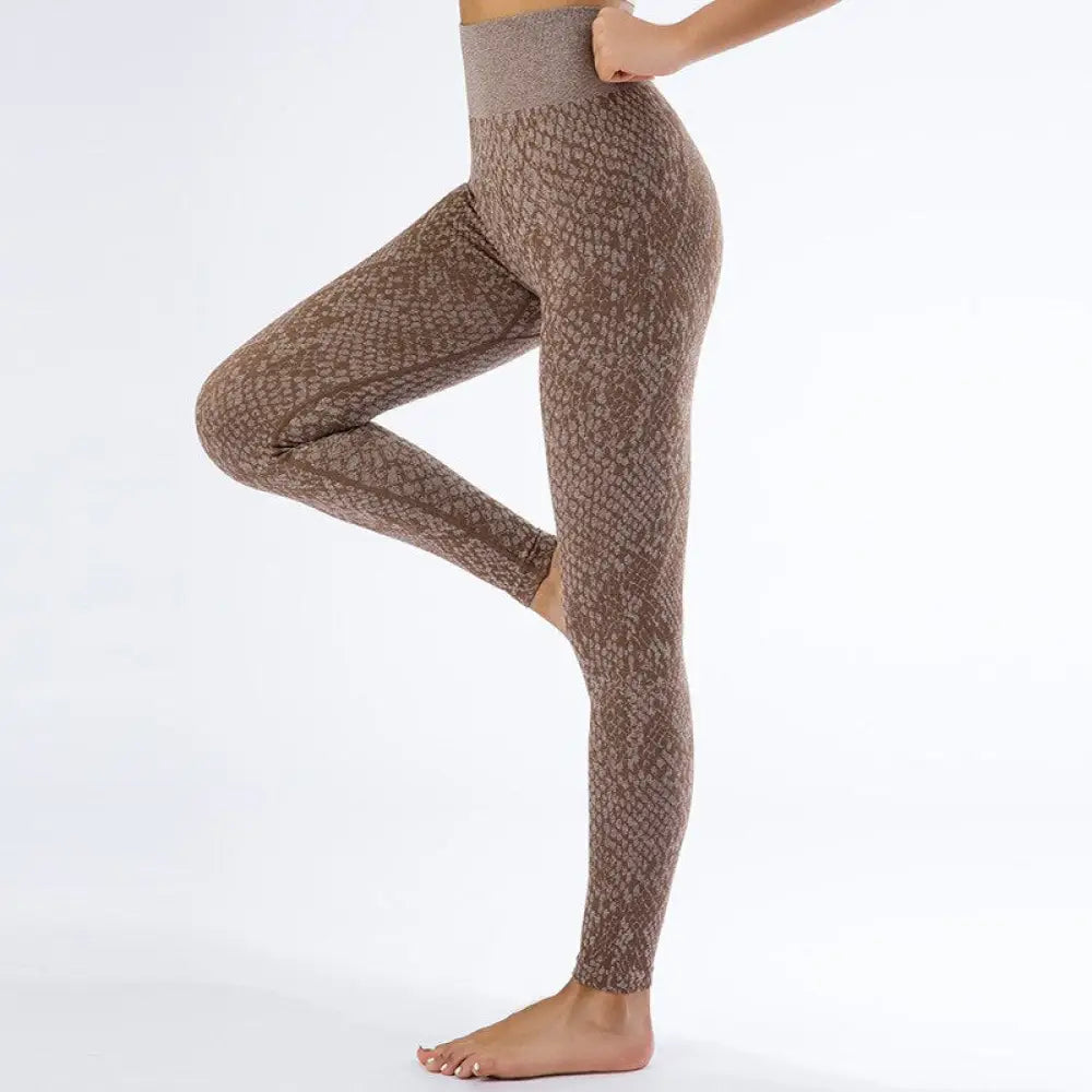 Brown Snake Print Leggings Snakes Store