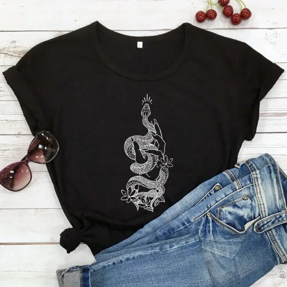 Cute Snake T-shirt Black Snakes Store™