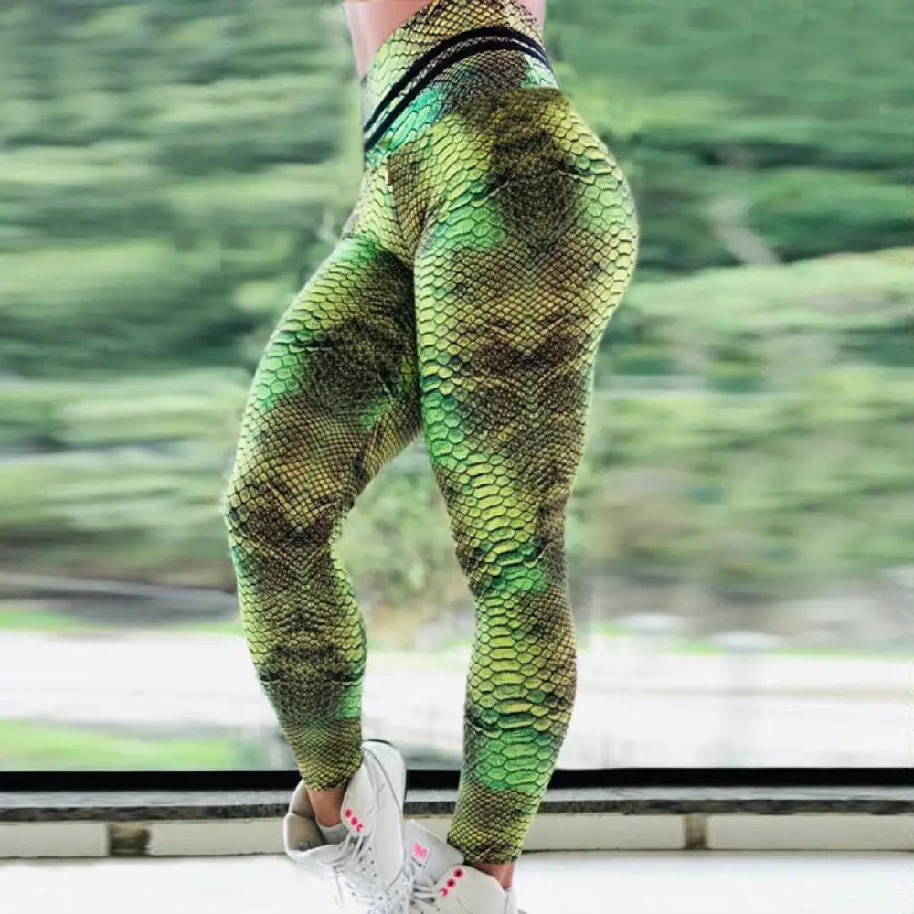 Faux Leather Snake Leggings Green Snakes Store™