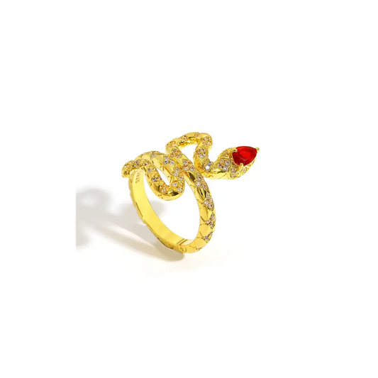 Gold Snake Ring With Ruby Eyes gold Snakes Store™