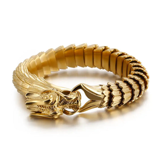 Men's Python Bracelet Gold 316L Stainless Steel Snakes Store™