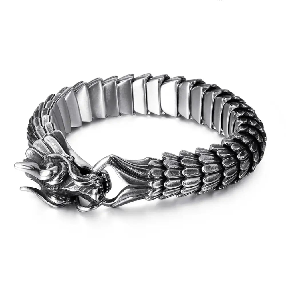 Men's Python Bracelet Silver 316L Stainless Steel Snakes Store™