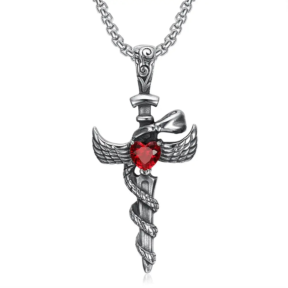 Python Pendant Red gem 316L Stainless Steel Snakes Store™