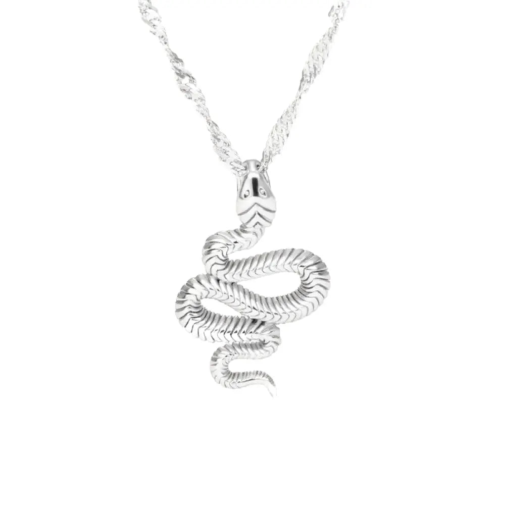 Serpent Pendant Silver 14" | 36cm 316L Stainless Steel Snakes Store™