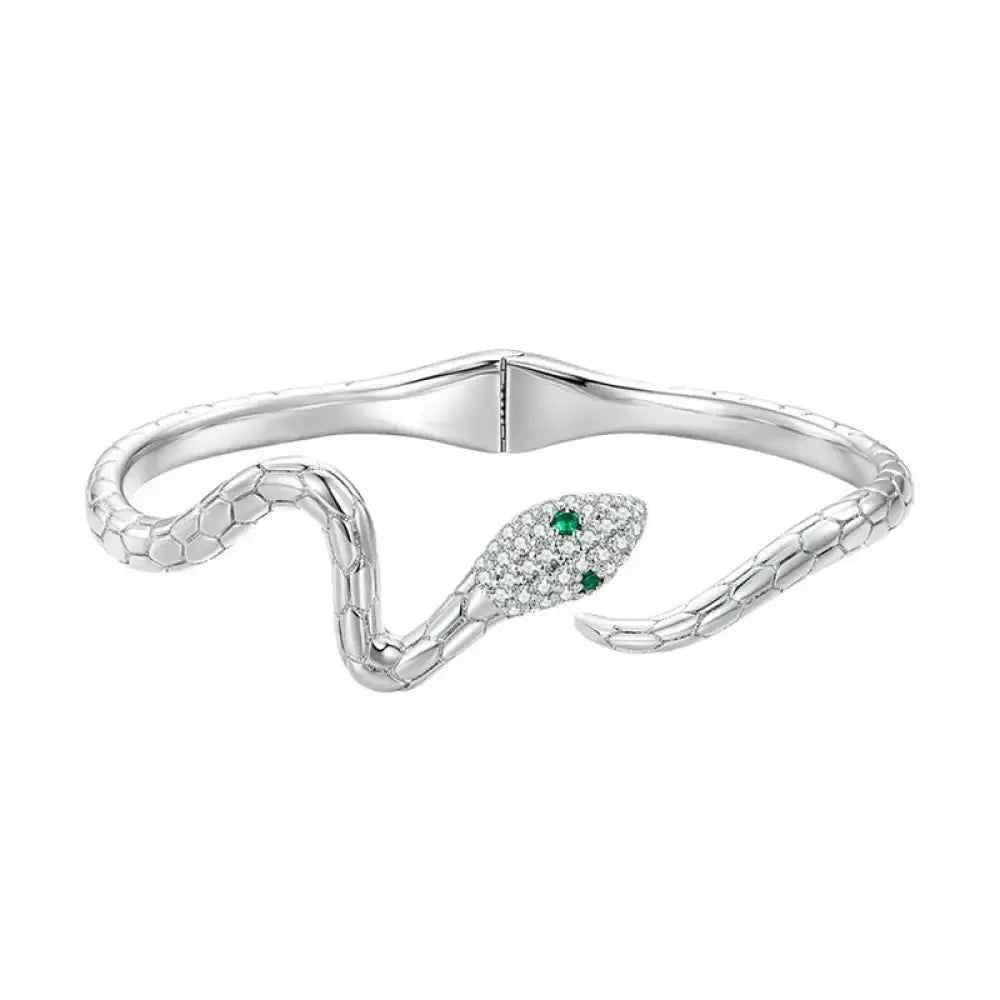 Silver Snake Cuff Bracelet 316L Stainless Steel One size fits all Snakes Store™