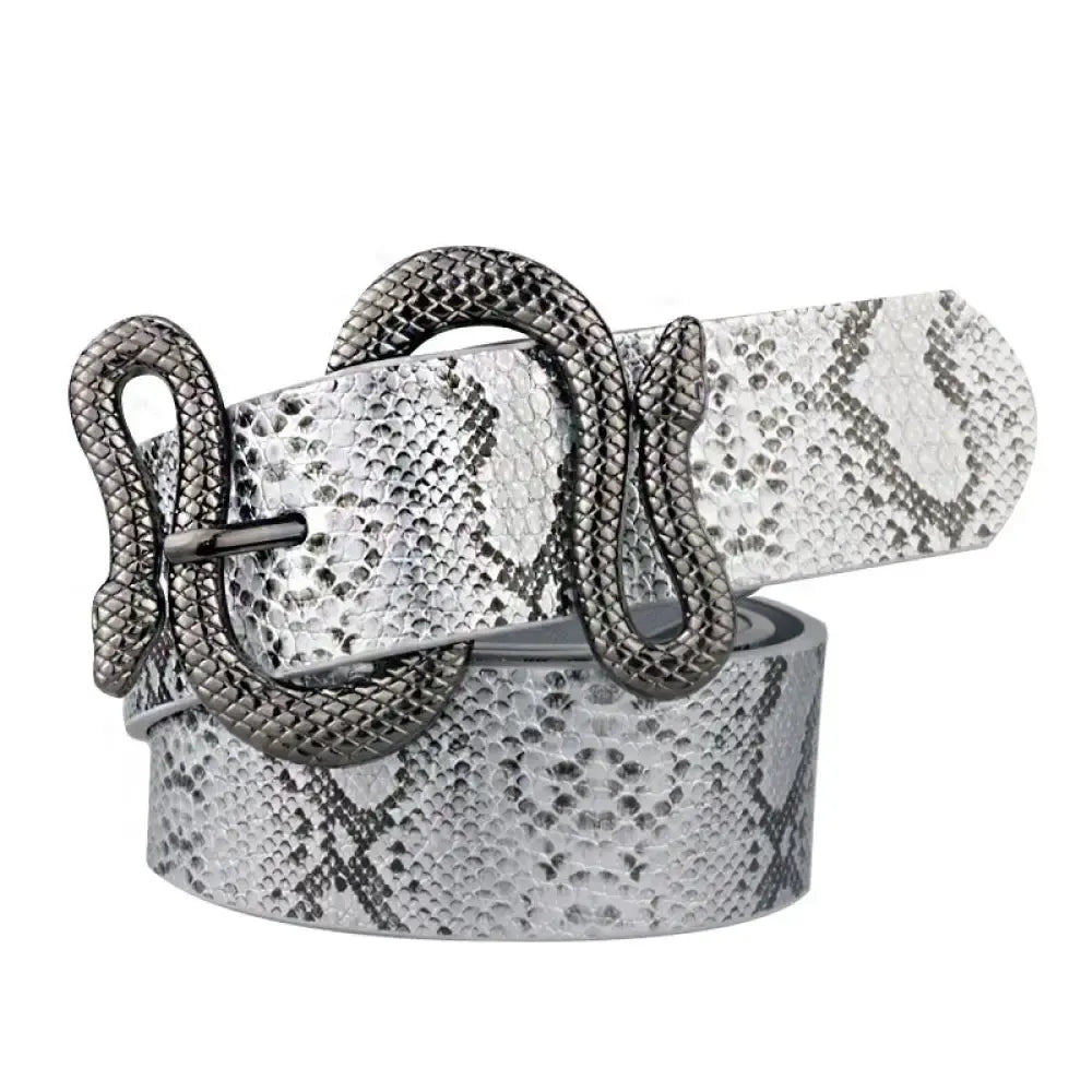 Snake Belt Buckle Snakeskin Grey Leather Snakes Store™