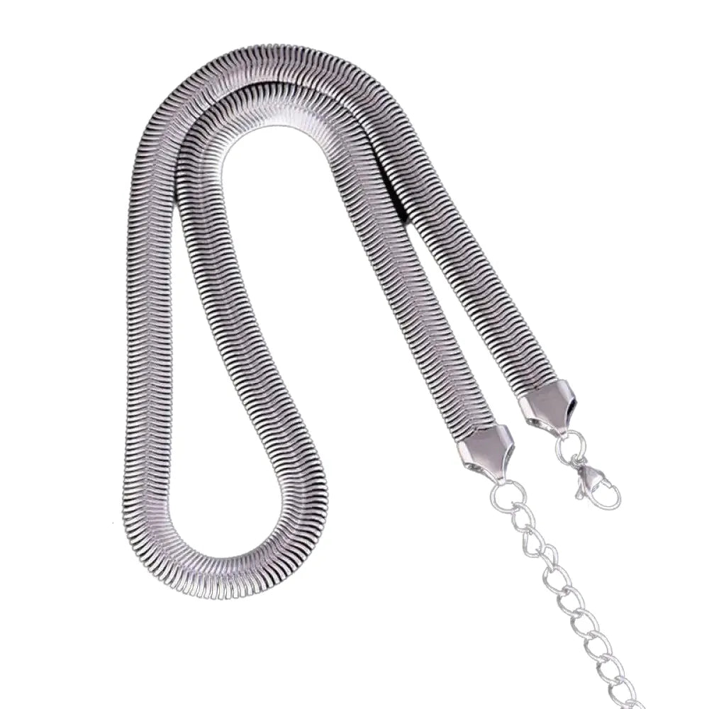 Snake Bone Necklace Silver 16.5" | 42cm 316L Stainless Steel Snakes Store™