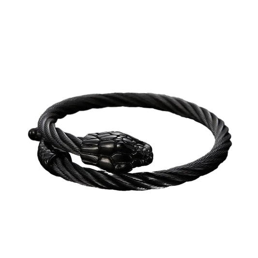Snake Chain Bracelet Black Adjustable 316L Stainless Steel Snakes Store™