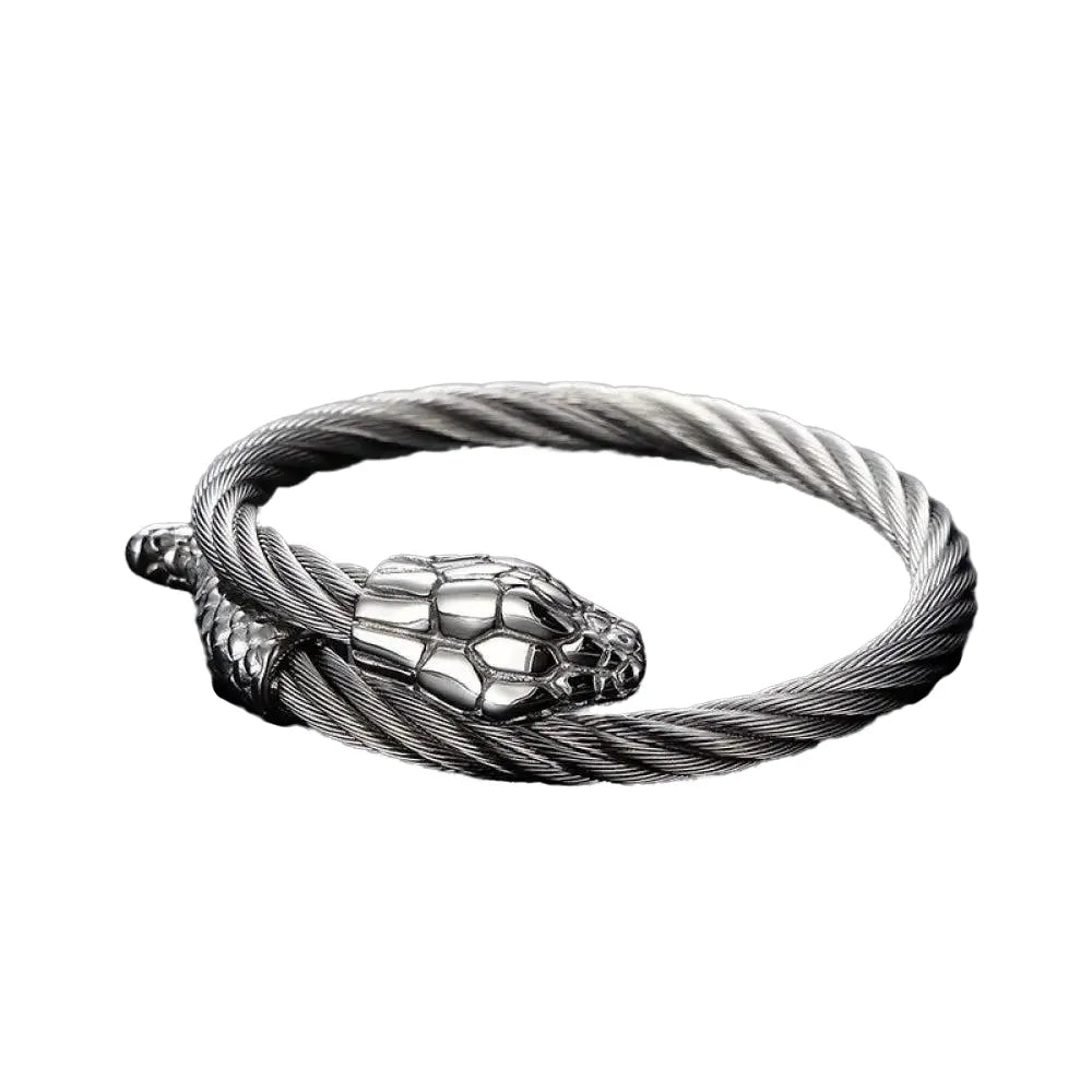 Snake Chain Bracelet Silver Adjustable 316L Stainless Steel Snakes Store™