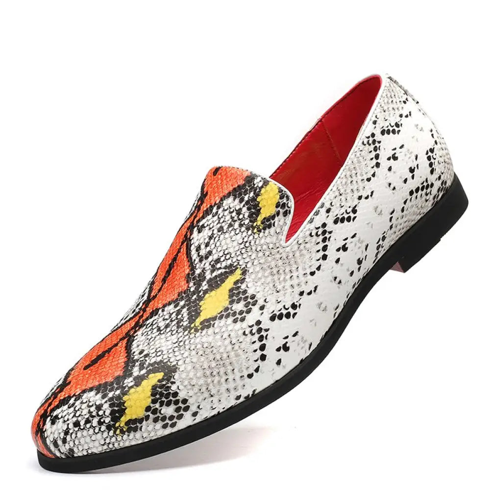 Snake Embossed Leather Shoes Yellow Snakes Store™