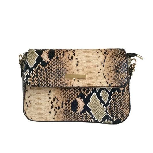 Snake Leather Bag Beige 25x14x8cm Snakes Store™