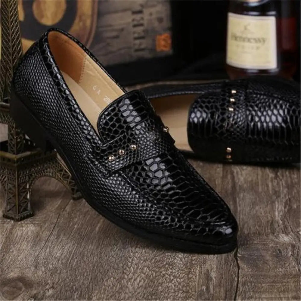 Snake Leather Shoes Mens Black Snakes Store™
