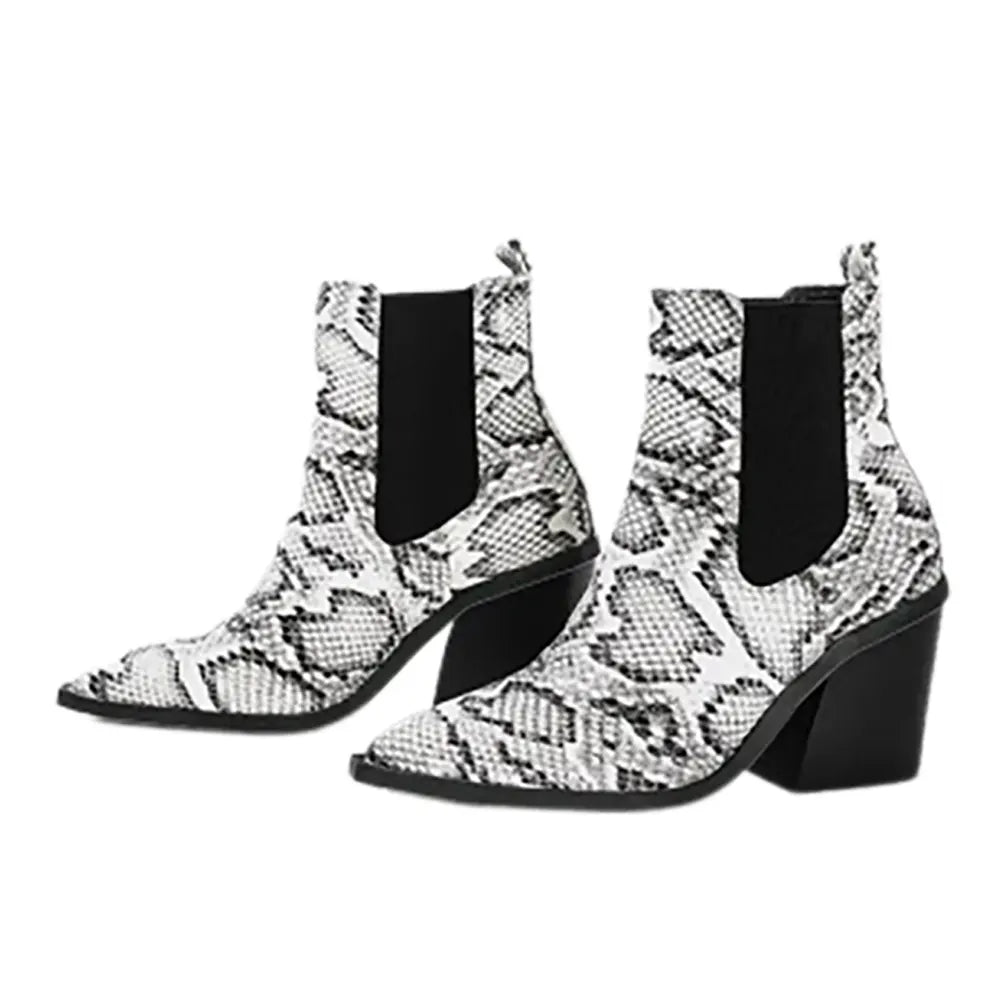 Snake Print Block Heel Booties Snakes Store™