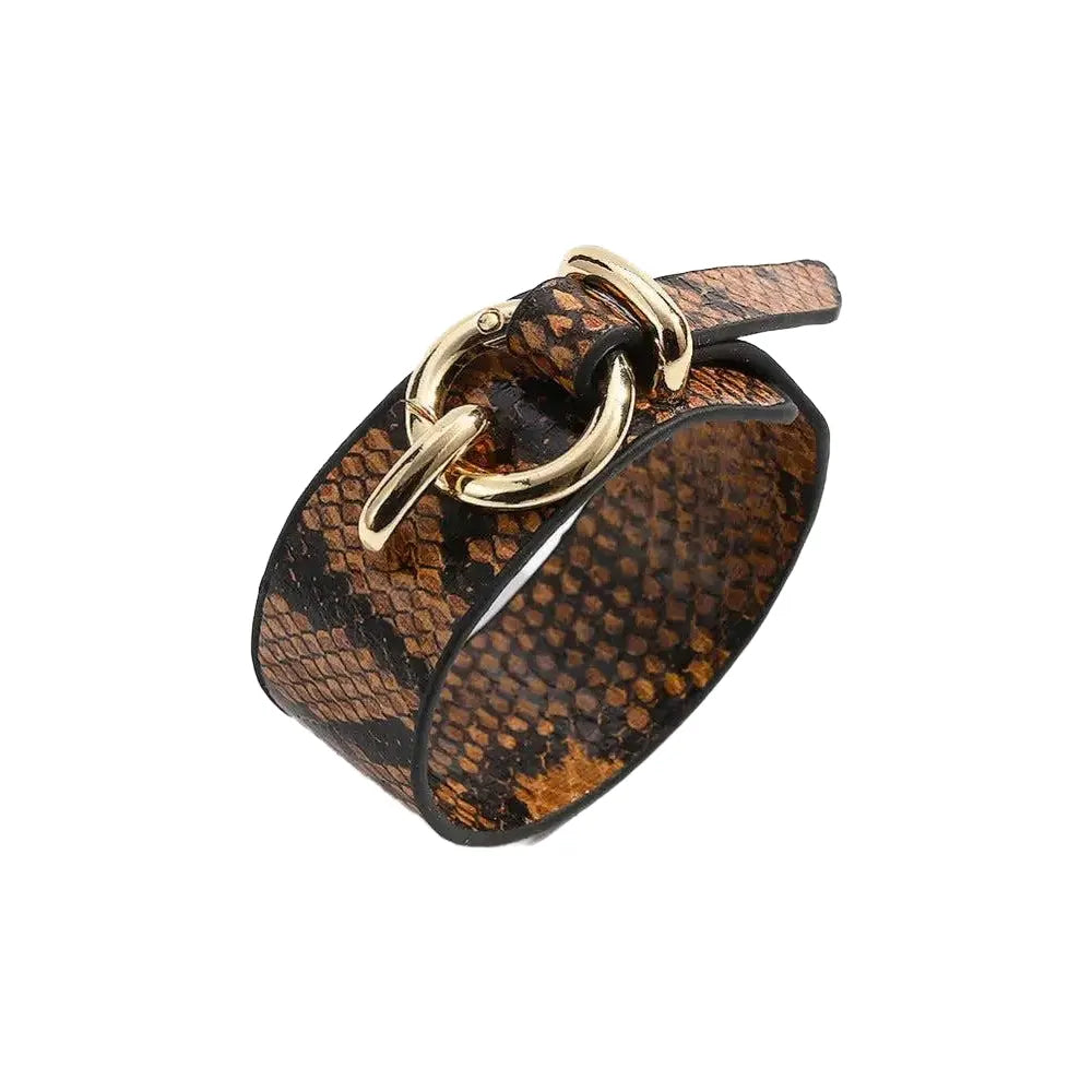 Snake Print Bracelet Brown Adjustable Leather Snakes Store™