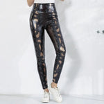 Snake Print Faux Leather Leggings - Vignette | Snakes Store