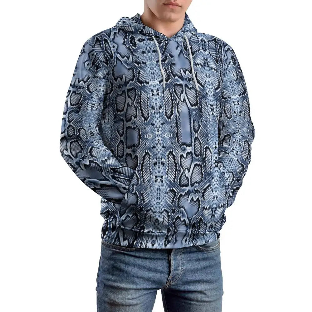 Snake Print Hoodie Blue Snakes Store™