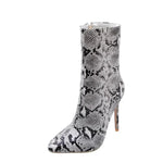Snake Print Leather Booties - Vignette | Snakes Store