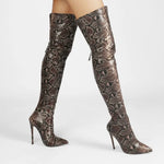 Snake Print Thigh High Boots - Vignette | Snakes Store