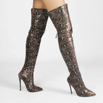 Snake Print Thigh High Boots - Vignette | Snakes Store
