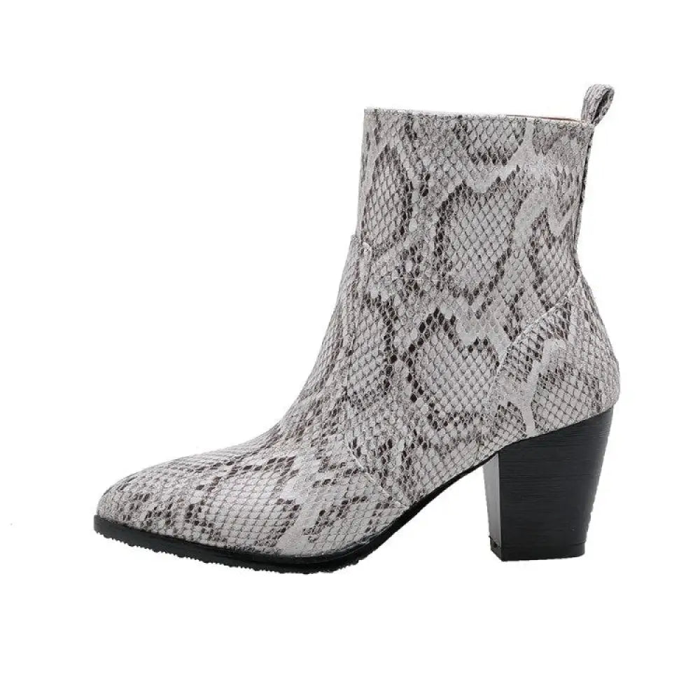 Snake Skin Ankle Boots Grey Snakes Store™
