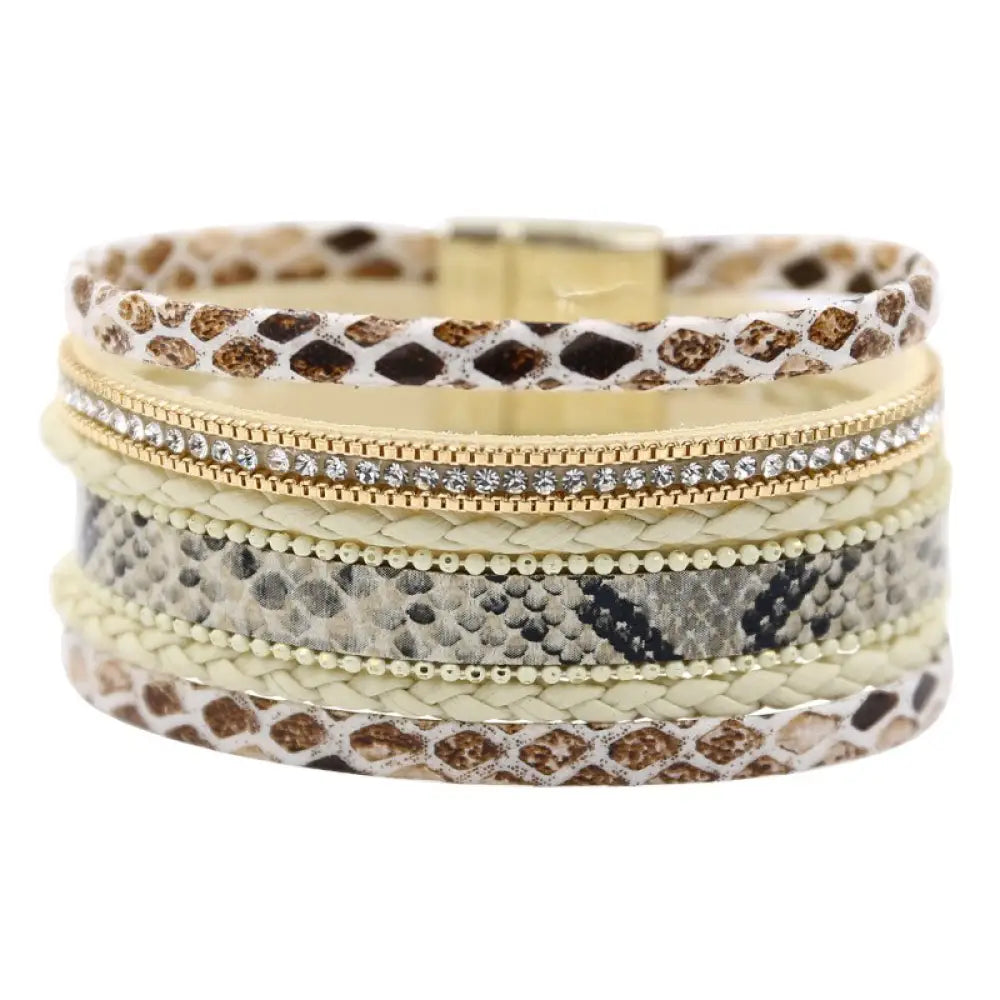 Snake Skin Bracelet Beige Leather Adjustable Snakes Store™