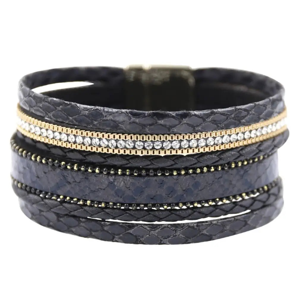Snake Skin Bracelet Black Leather Adjustable Snakes Store™