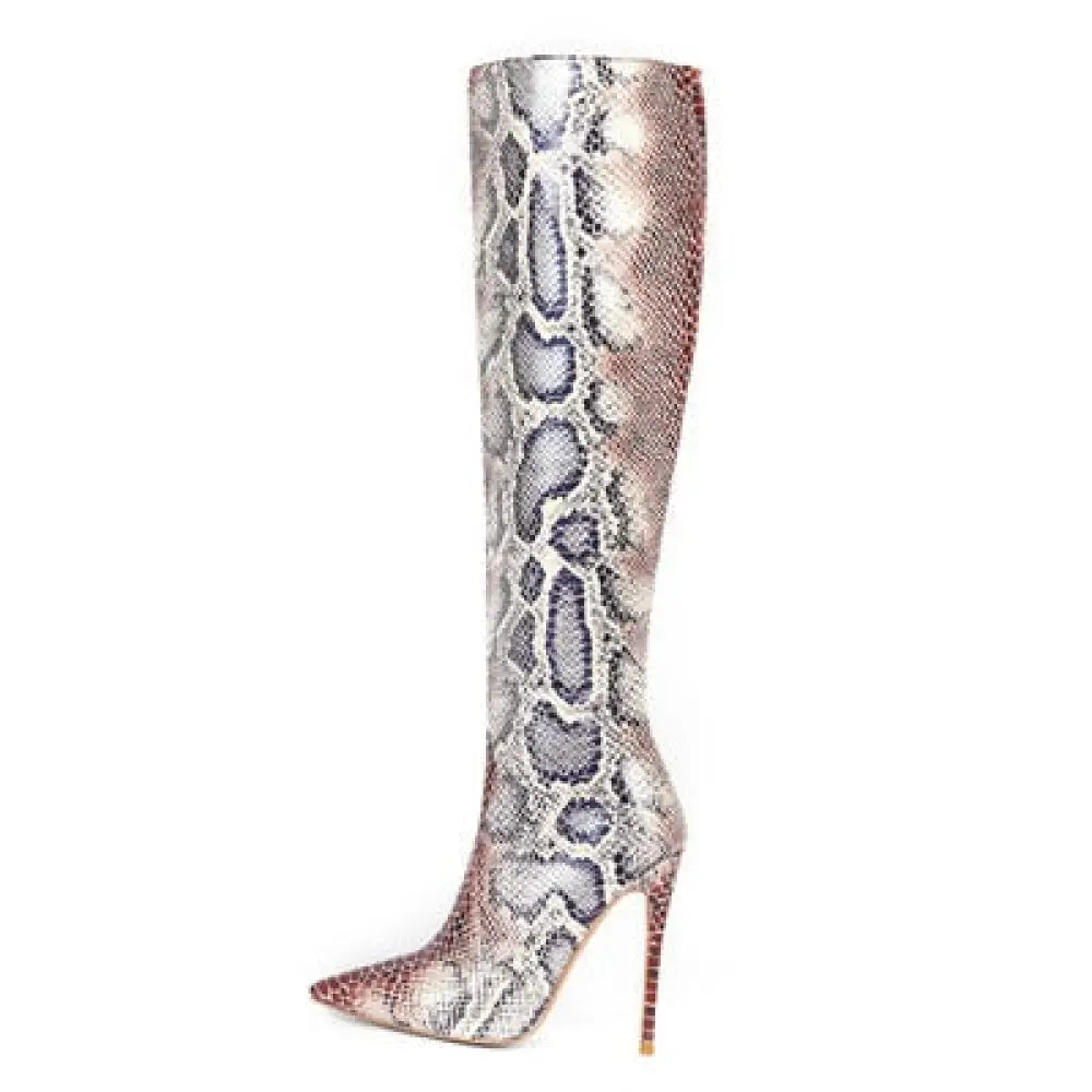 Snake Thigh High Boots Grey Snakes Store™