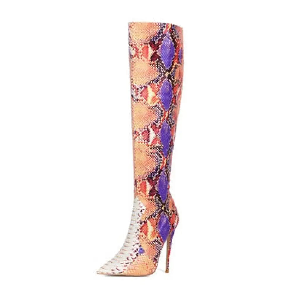 Snake Thigh High Boots Orange Snakes Store™