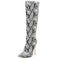 Snakeskin Knee High Boots White Genuine Leather Snakes Store™