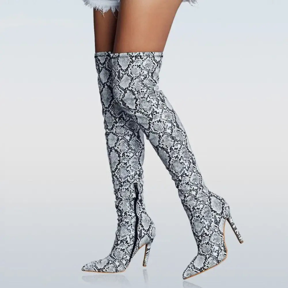 Snakeskin Thigh High Boots Snakes Store™
