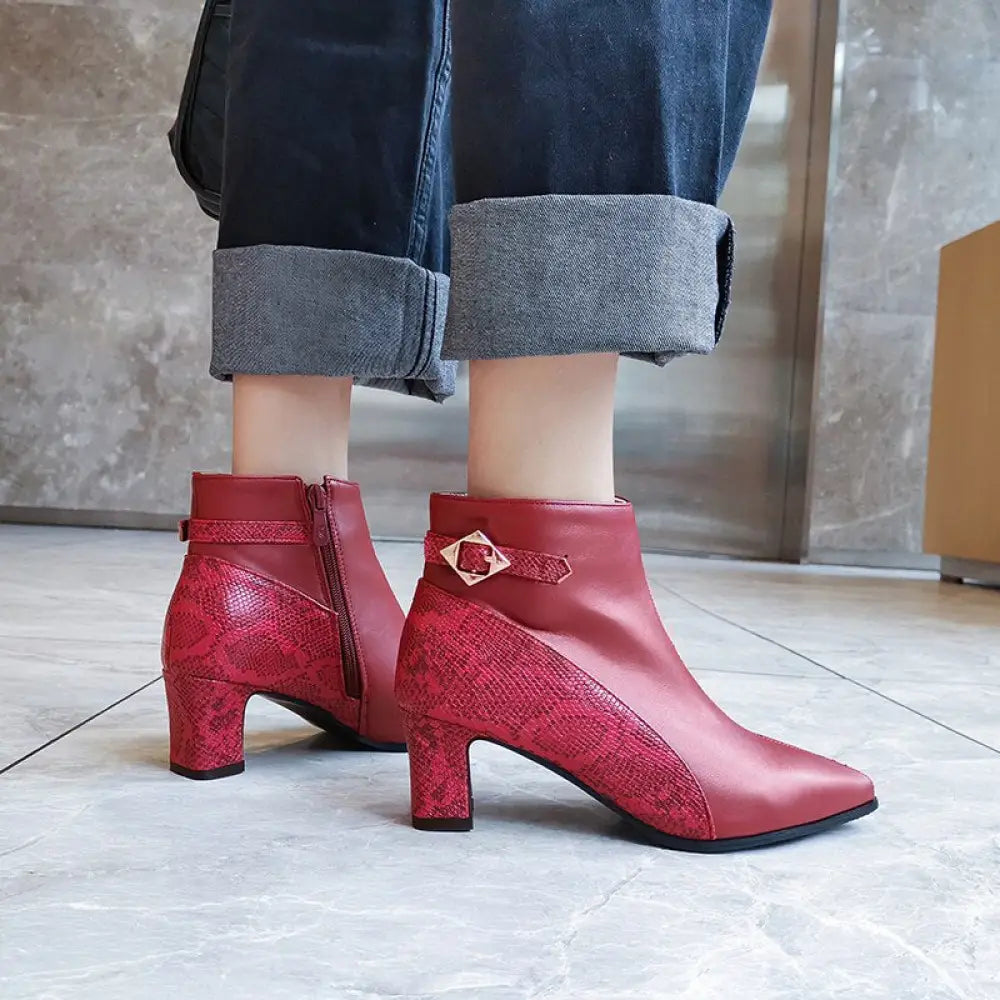 Womens Snake Print Booties Red Snakes Store™