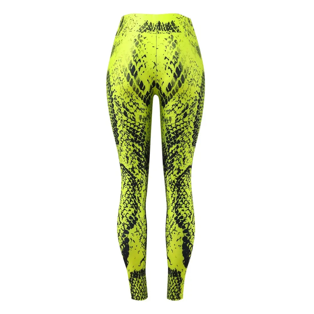 Yellow Snake Print Leggings Snakes Store™