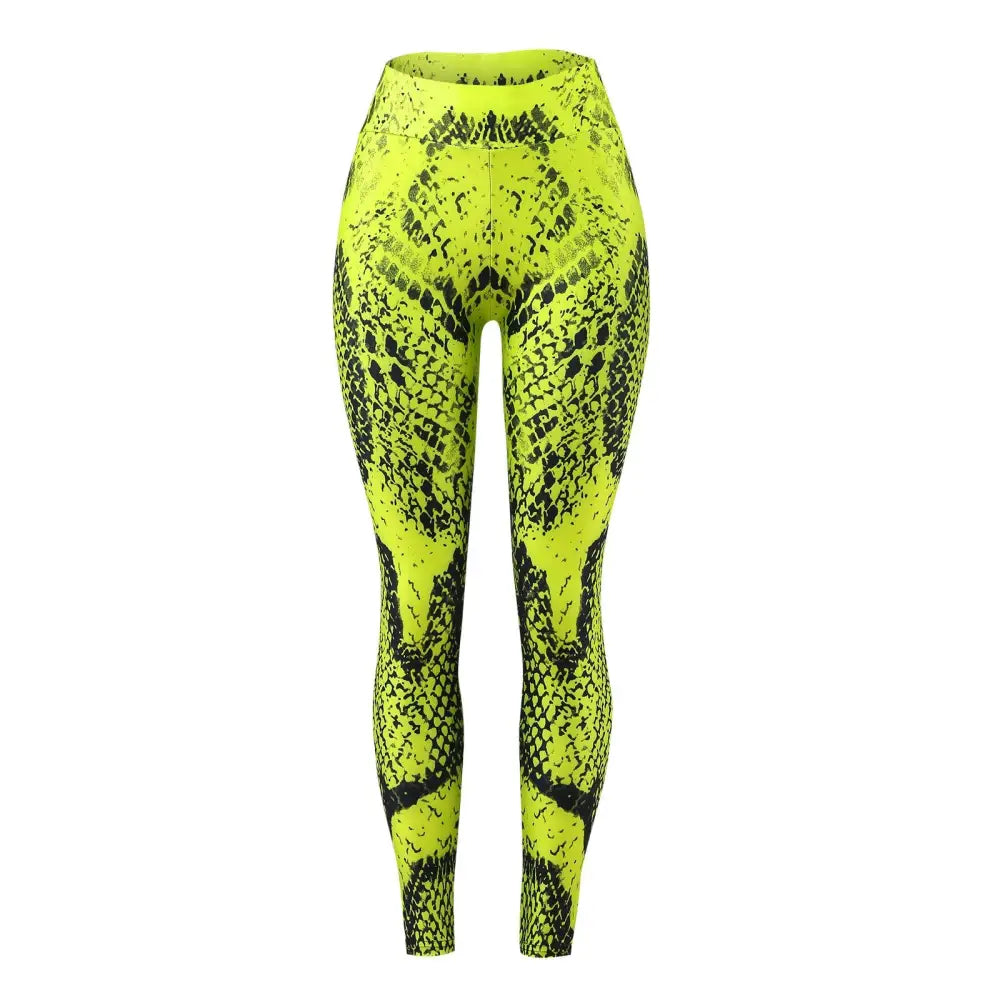 Yellow Snake Print Leggings Snakes Store™