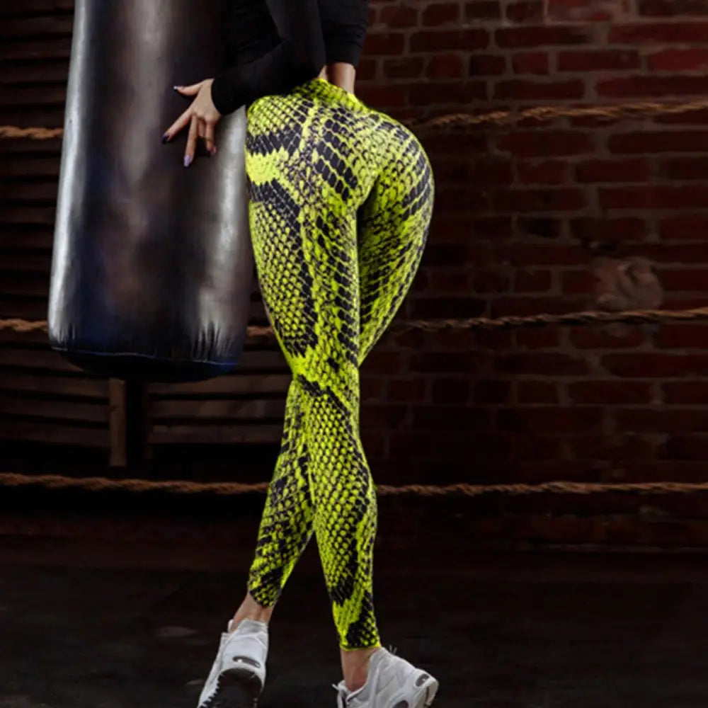 Yellow Snake Print Leggings Snakes Store
