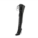 Black Snake Skin Thigh High Boots - Vignette | Snakes Store