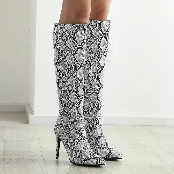 Snakeskin Thigh & Knee High Boots