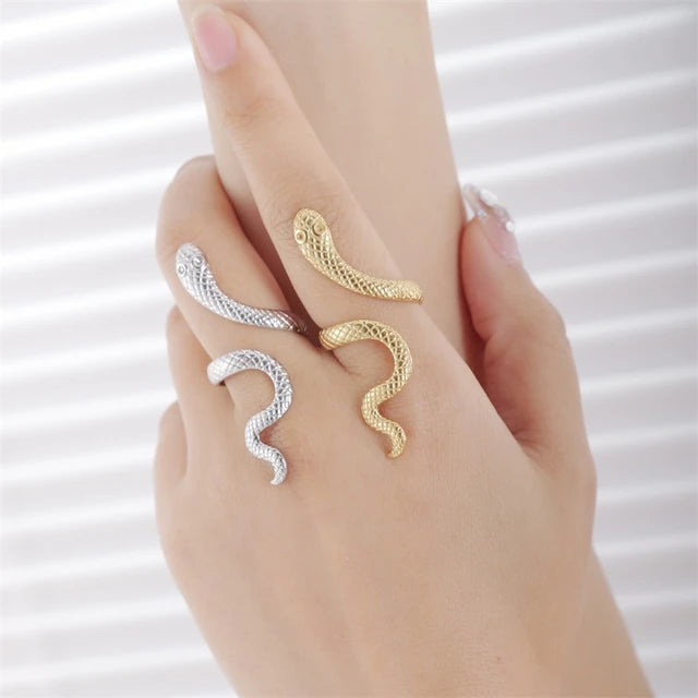 Sake Rin Snake Ring Gold Silver Snake Ring, Two Mouth Serpent Ring, Dainty Snake ...