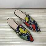 Colorful Snakeskin Flat Mules - Vignette | Snakes Store