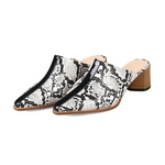 Black and White Snakeskin Mules - Vignette | Snakes Store