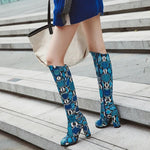 Blue Snakeskin Knee High Boots - Vignette | Snakes Store