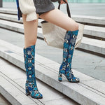 Blue Snakeskin Knee High Boots - Vignette | Snakes Store