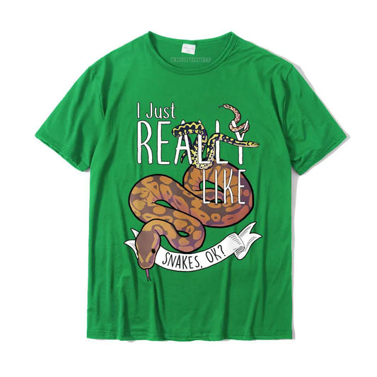 Brown Snake Print T-shirt Green Snakes Store™