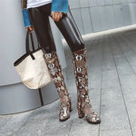 Brown Snake Print Knee High Boots - Vignette | Snakes Store