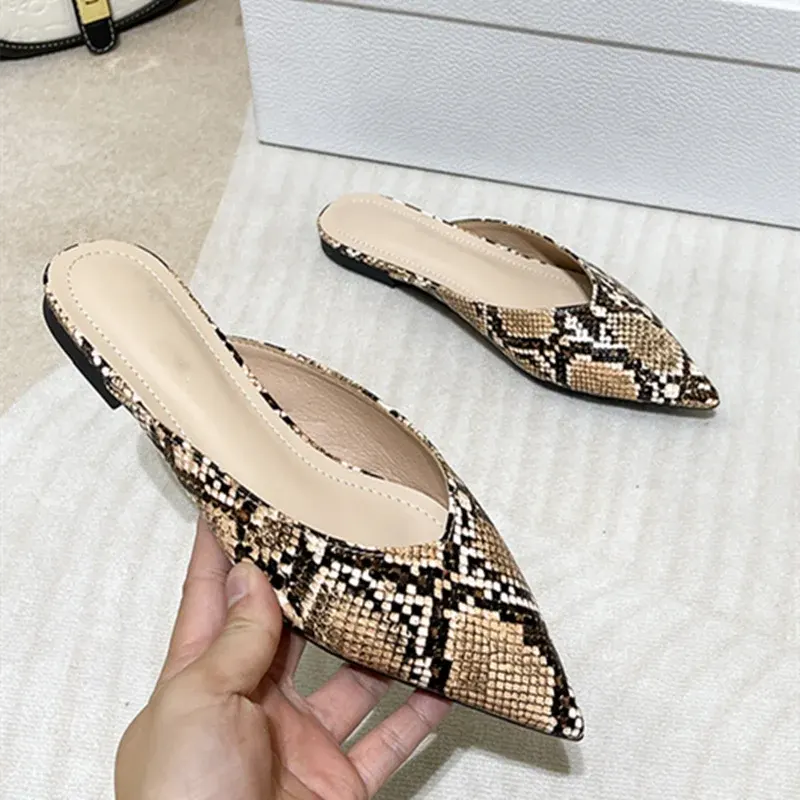 Brown Snakeskin Flat Mules Snakes Store