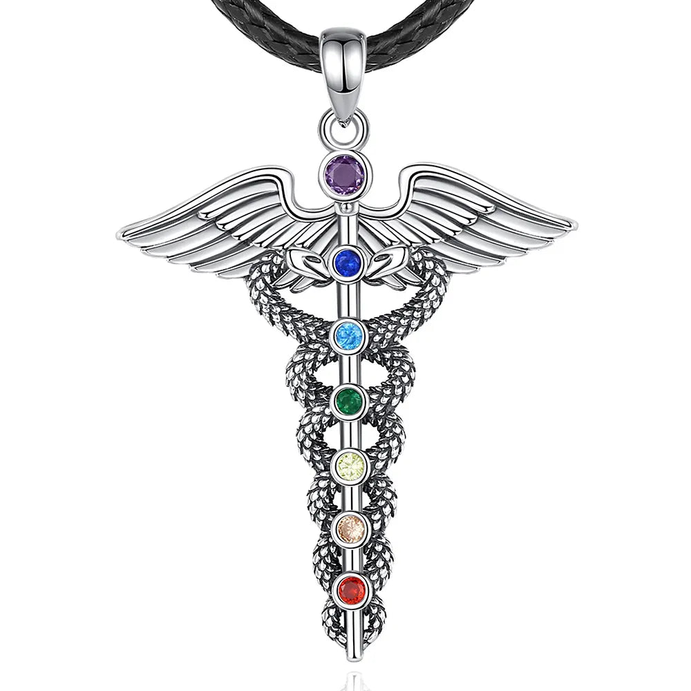 Caduceus Medical Symbol Necklace 24' | 60 (rope) Snakes Store™