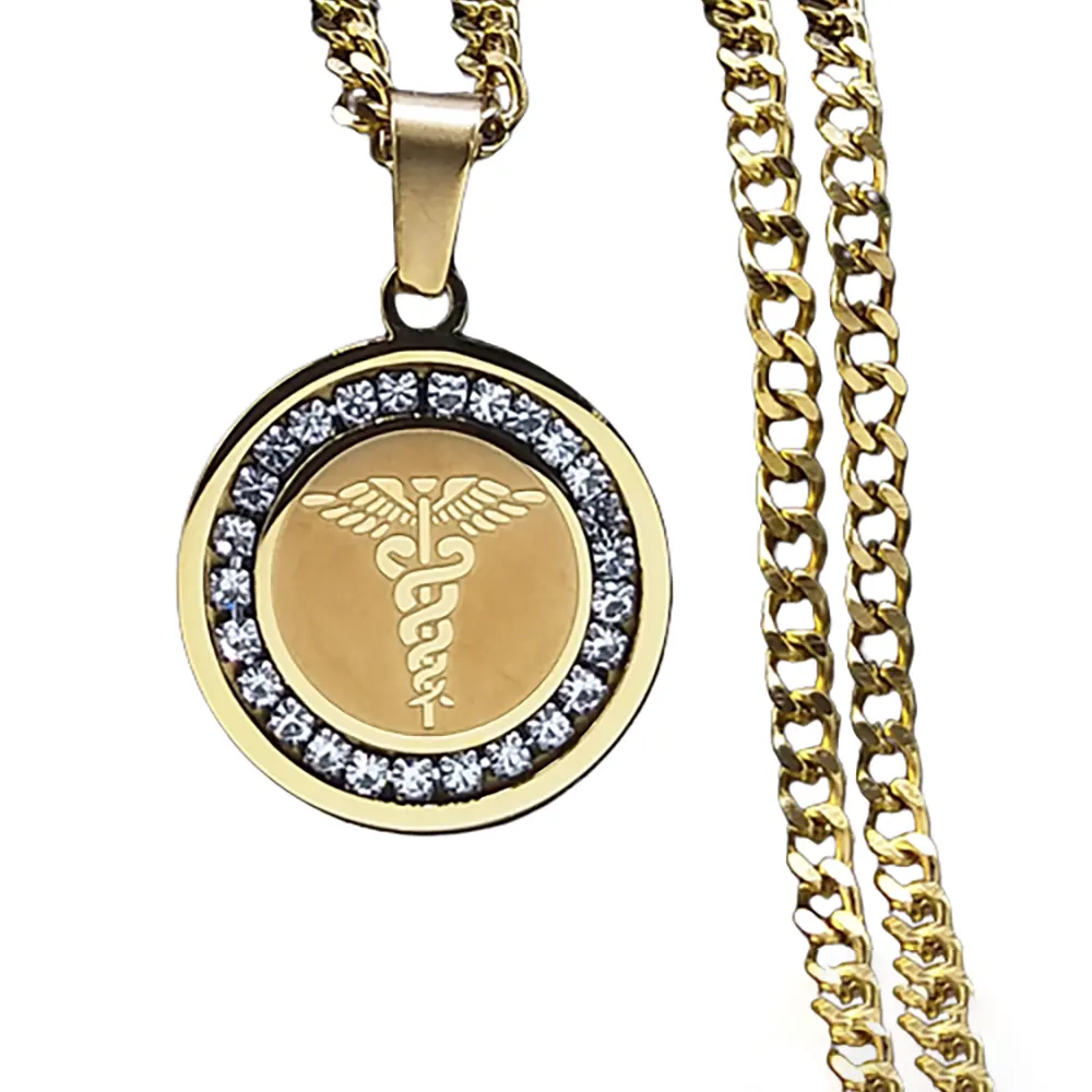 Caduceus Necklace Gold Snakes Store™