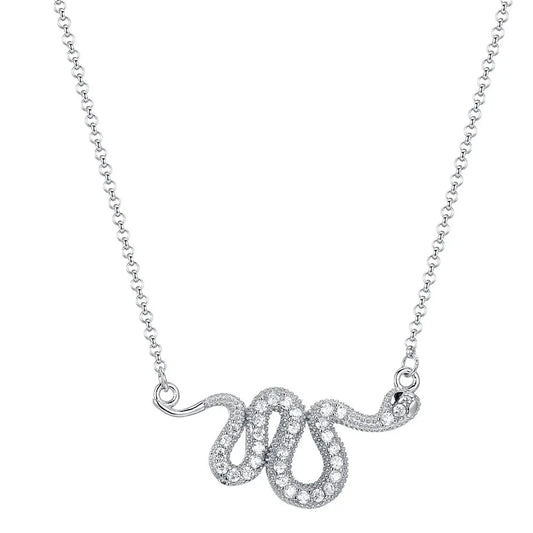 Diamond Snake Pendant Necklace Silver Snakes Store™