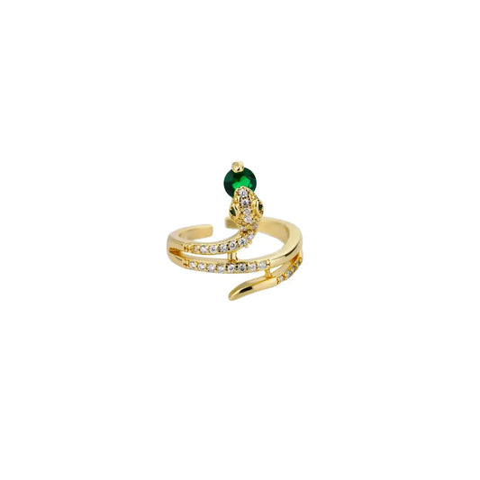 Diamond Snake Ring Gold Gold Green United States Resizable Snakes Store™