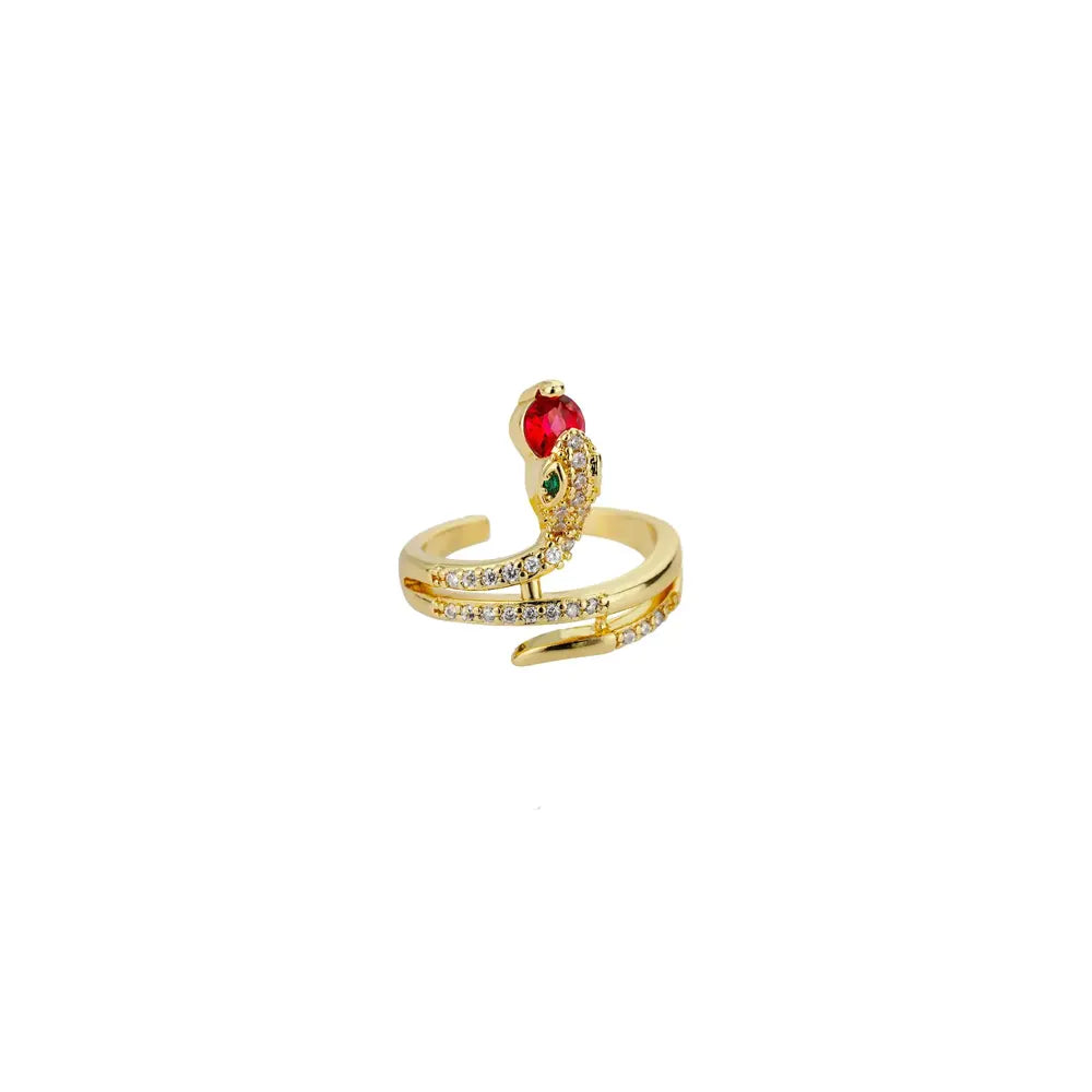 Diamond Snake Ring Gold Gold Red United States Resizable Snakes Store™