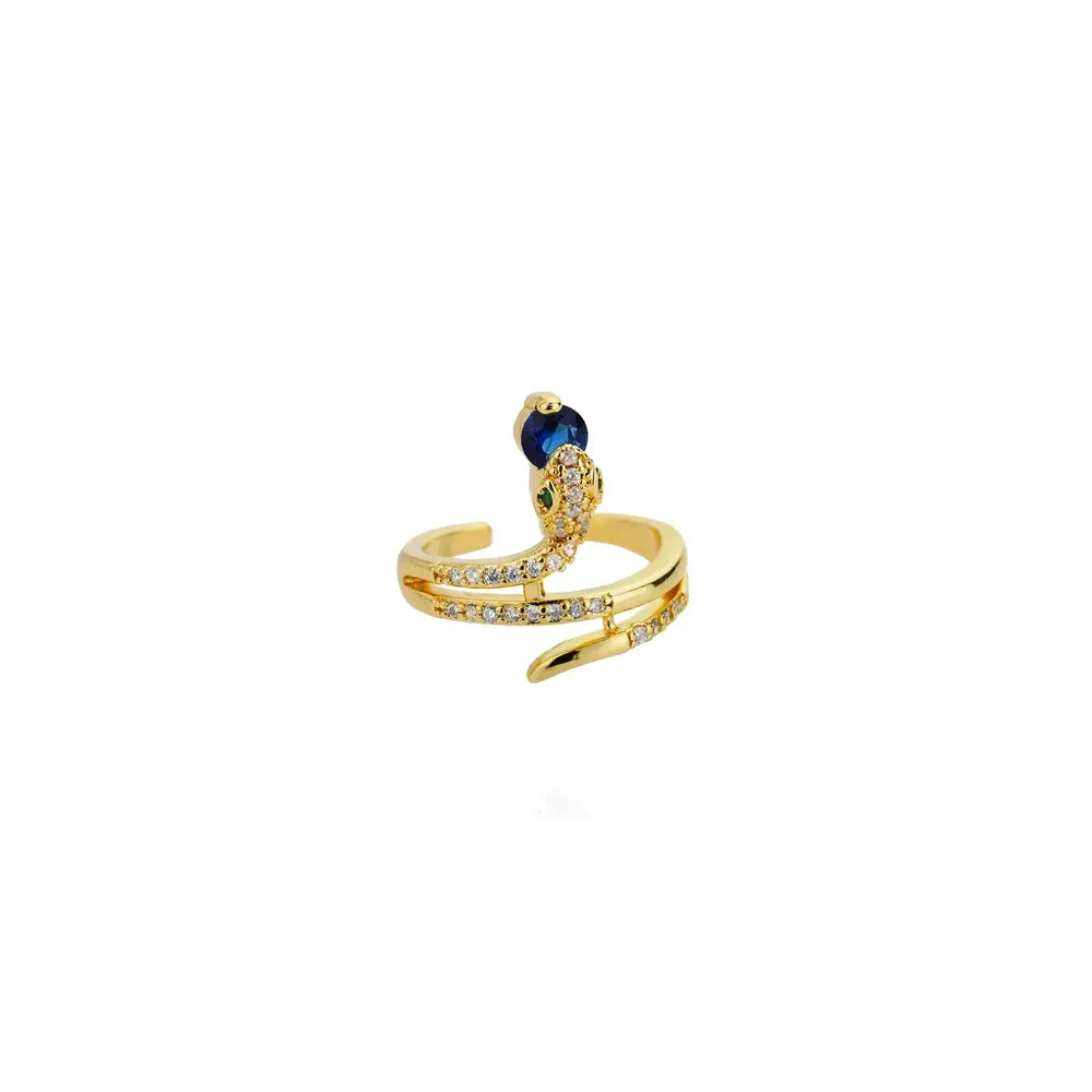 Diamond Snake Ring Gold Gold Blue United States Resizable Snakes Store™